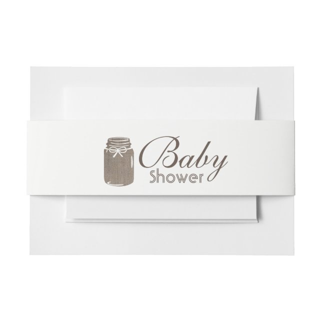 Rustic Burlap Mason Jar Baby Shower Invitation Belly Band (Front Example)