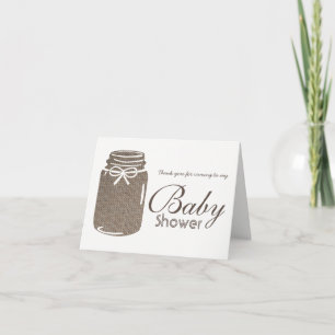 Rustic Burlap Mason Jar Baby Shower Thank You Card