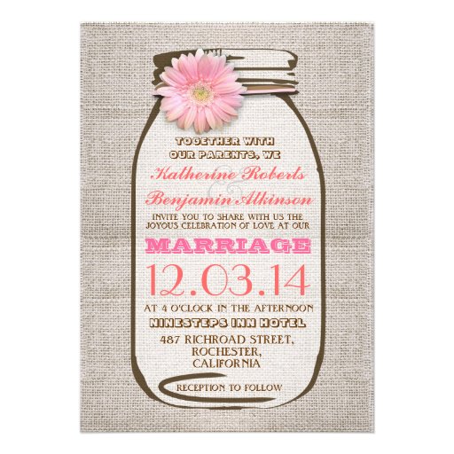 Mason Jar And Burlap Wedding Invitations 4