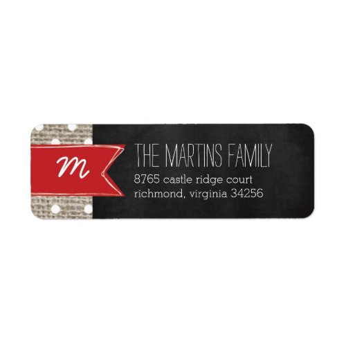 Rustic Burlap Monogram Address Label