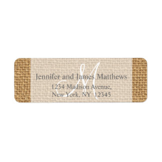 Rustic Burlap Monogram for Weddings Label