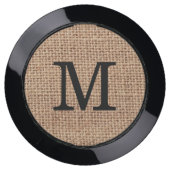 Rustic Burlap Monogram Initial USB Charging Station (Front)