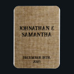 Rustic Burlap Nature Magnet • Personalized Wedding<br><div class="desc">Rustic Burlap Nature Magnet • Personalized Wedding Favor Magnet 2026 • Natural Home Décor & Keepsake Say “thank you” with charm and rustic style — this Rustic Burlap Nature magnet is the perfect personalized keepsake for weddings, parties, and special events. Featuring a natural burlap-inspired design with subtle nature pattern, this...</div>