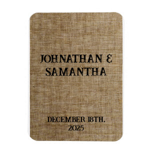 Rustic Burlap Nature Magnet • Personalized Wedding