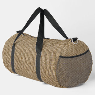 rustic burlap nature pattern duffle bag