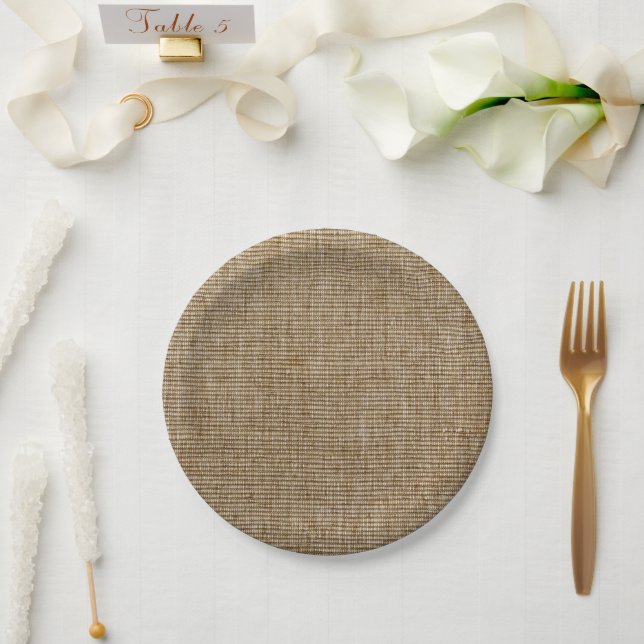 Rustic Burlap Nature Pattern Paper Plates, Country Paper Plates (Wedding)