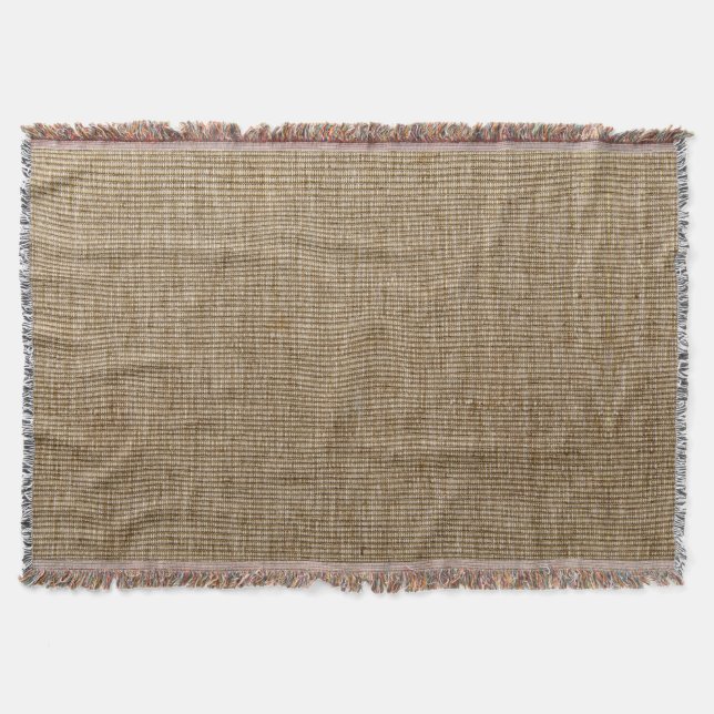 Rustic Burlap Nature Pattern Throw Blanket • Cozy  (Front)