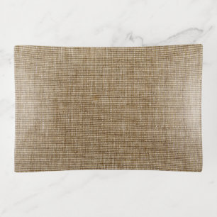 rustic burlap nature pattern trinket tray