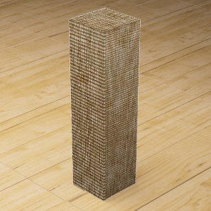 Rustic Burlap Nature Pattern Wine Box