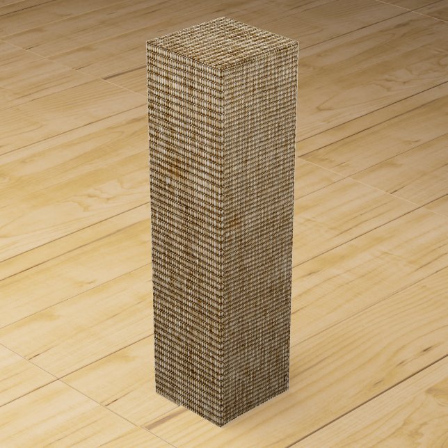 Rustic Burlap Nature Pattern Wine Box  (Front)