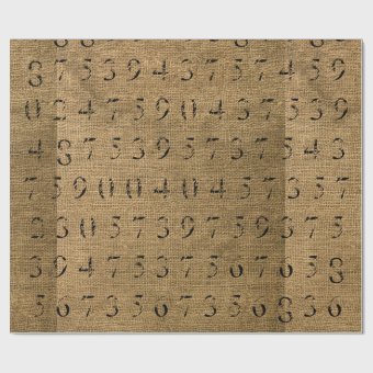Rustic Burlap Numbers wrapping paper | Zazzle