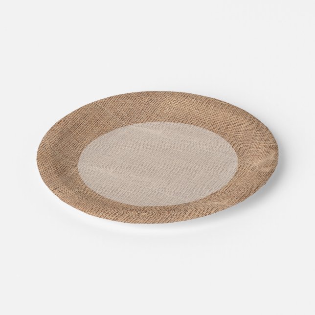 Rustic Burlap Paper Plates (Angled)