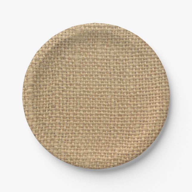Rustic Burlap Party Paper Plates (Front)