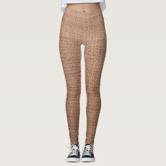 Rustic Burlap Print Pattern Leggings