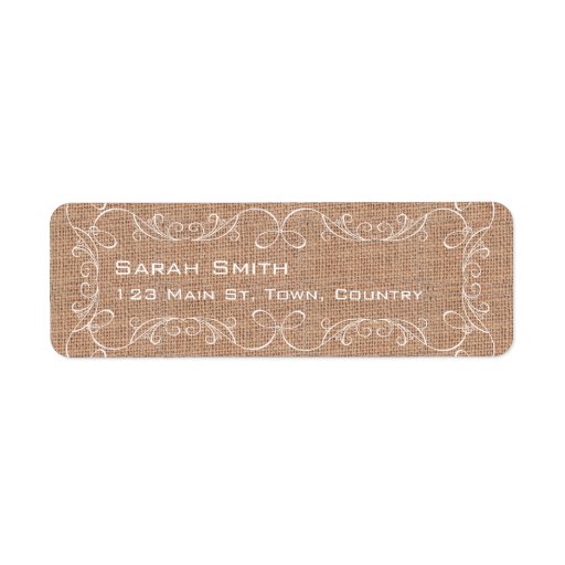 Rustic burlap print wedding address labels zazzle