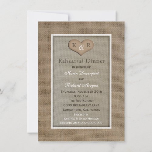 Rustic Burlap Rehearsal Dinner Invitation