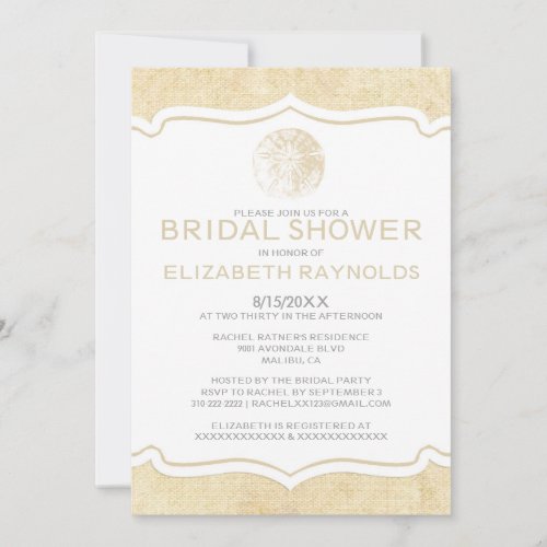 Rustic Burlap Sand Dollar Bridal Shower Invitation