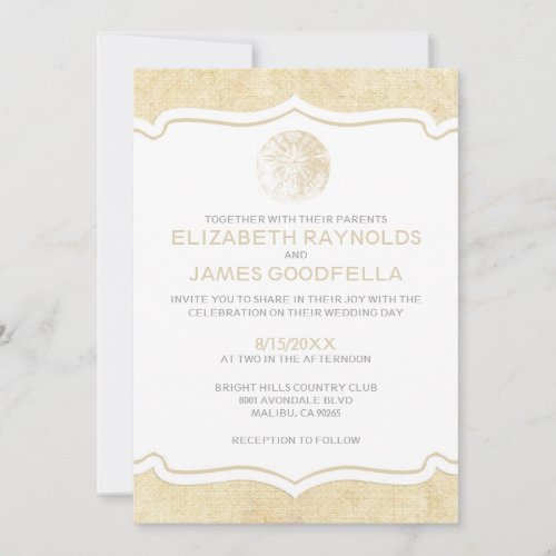 Rustic Burlap Sand Dollar Wedding Invitations