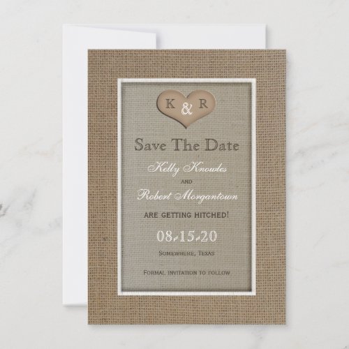 Rustic Burlap Save the Date Invitation