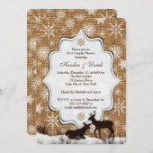 Rustic Burlap Snowflake Deer Couples Shower Invite (Front/Back)