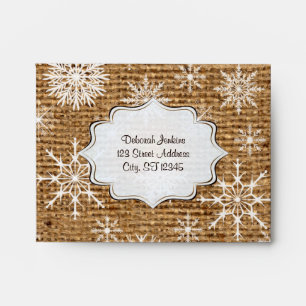 Rustic Burlap, Snowflakes A2 Envelope for RSVPs