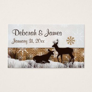 Rustic Burlap, Snowflakes & Deer Wedding Favor Tag