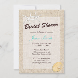 Rustic Burlap Starfish Bridal Shower Invitations
