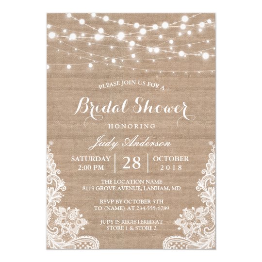 rustic bridal shower invites