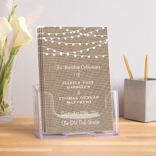 Rustic Burlap String Lights Wedding Program Brochure
