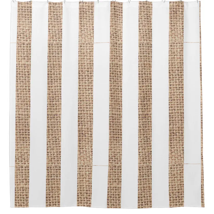 Rustic Burlap Stripes Farmhouse Shower Curtain Zazzle