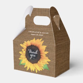 Rustic Burlap Sunflower Wedding Favor Box
