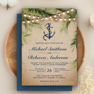 Rustic Linen Wedding Invitation With Personalized Embroidery