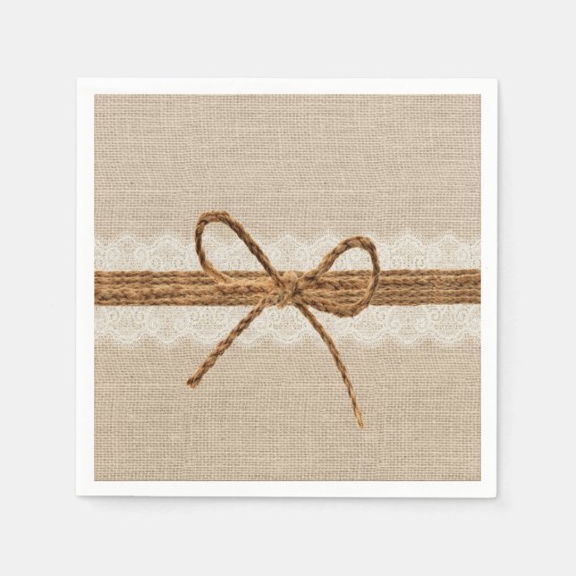 Rustic Burlap Twine Country Wedding Napkins (Front)