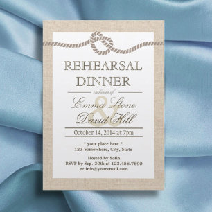 Rustic Burlap Tying the Knot Rehearsal Dinner Invitation