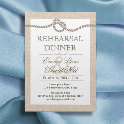 Rustic Burlap Tying the Knot Rehearsal Dinner Invitation