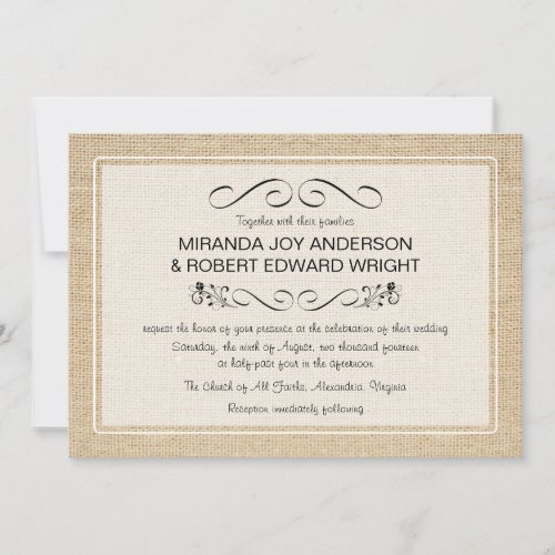 Rustic Burlap Vintage Wedding Invitations