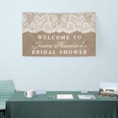 Rustic Burlap & Vintage White Lace Bridal Shower Banner (Tradeshow)