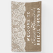Rustic Burlap & Vintage White Lace Bridal Shower Banner (Vertical)
