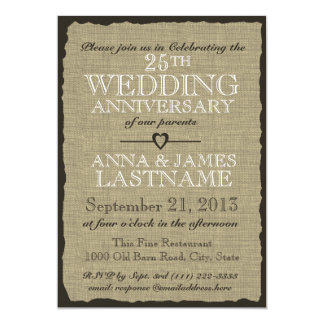 Rustic Burlap Wedding Anniversary Card