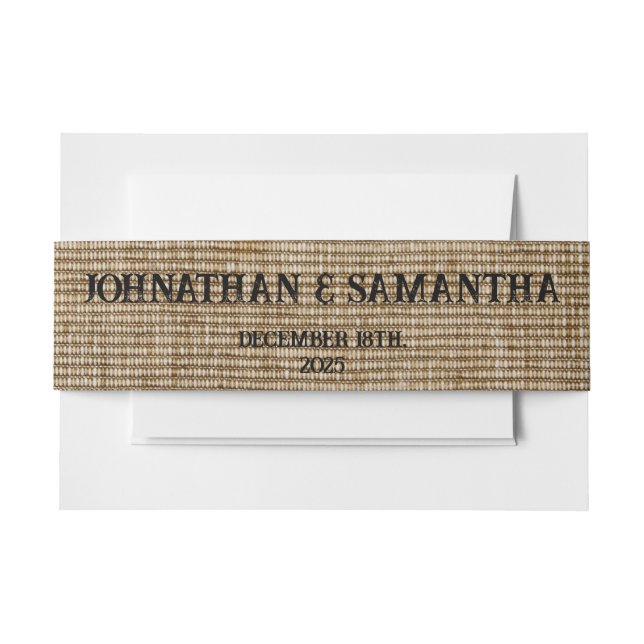 Rustic Burlap Wedding Belly Band – Personalized (Front Example)