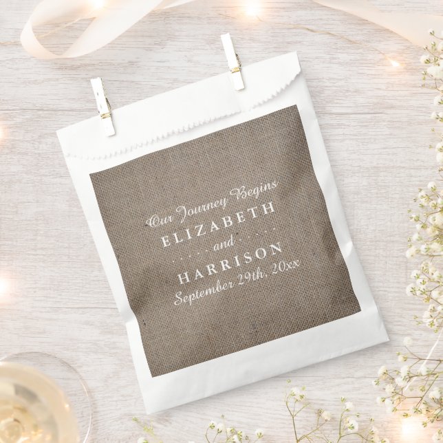 Rustic Burlap Wedding Favor Bag (Clipped)