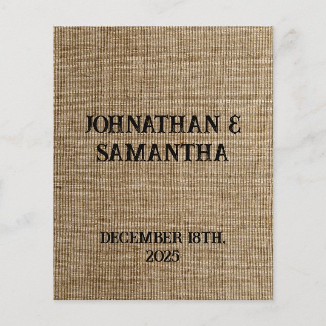 Rustic Burlap Wedding Flyer | Personalized Nature  (Front)