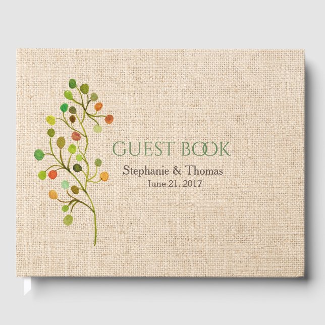 Rustic Burlap Wedding Guest Book (Front)