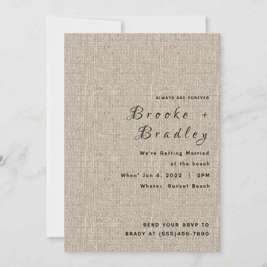 Rustic Burlap Wedding Invitation