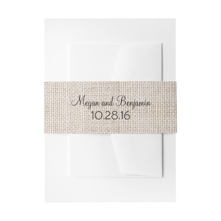 Rustic Burlap Wedding Invitation Belly Band Zazzle