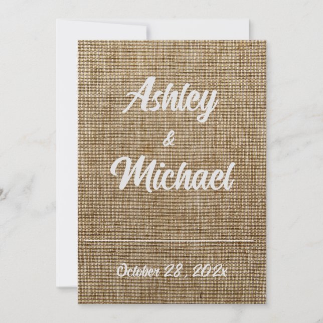 Rustic Burlap Wedding Invitation • Botanical  (Front)