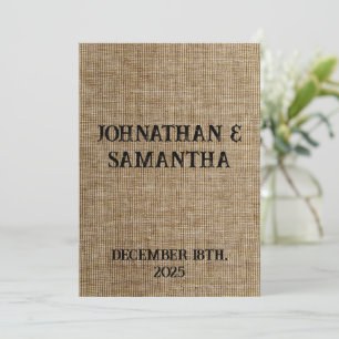Rustic Burlap Wedding Invitation Personalized