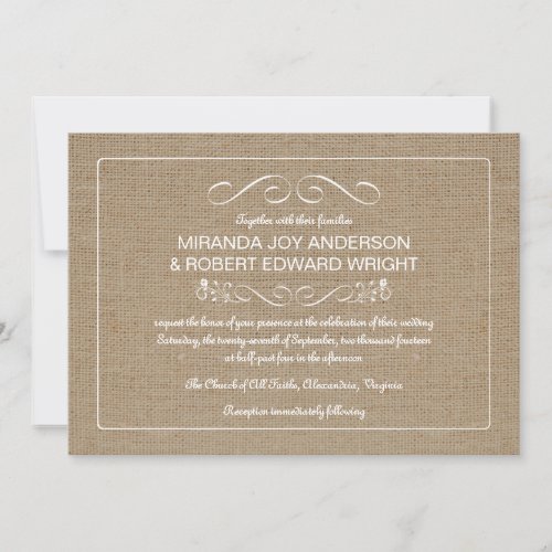 Rustic Burlap Wedding Invitations Natural Tan