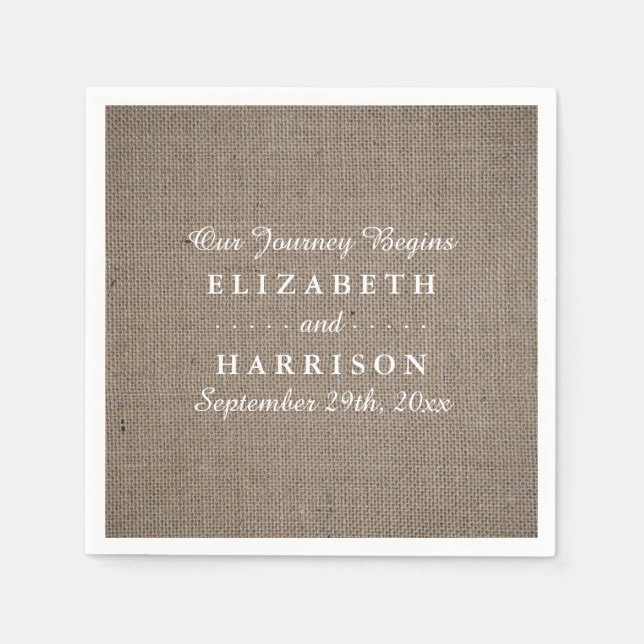 Rustic Burlap Wedding Napkins (Front)