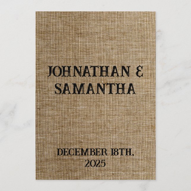 Rustic Burlap Wedding Program – Personalized (Front)